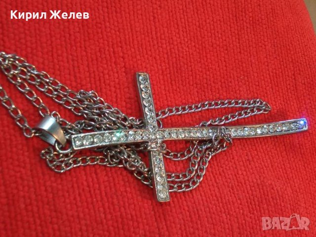 КРАСИВ ФЕШЪН АРТ СРЕБРИСТ МЕДАЛЬОН - КРЪСТ с КРИСТАЛИ и ВЕРИЖКА 27902, снимка 9 - Колиета, медальони, синджири - 37115076