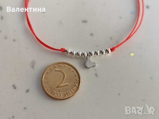Mickey mouse Дамска, детска сребърна гривна със медальон Мики Маус , снимка 3 - Гривни - 28171962