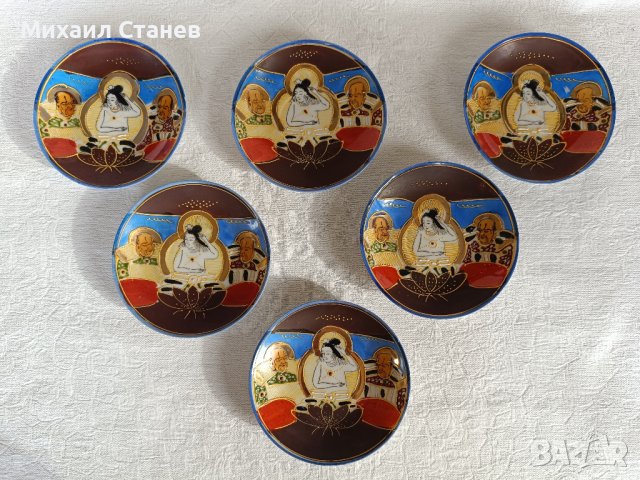 Японски Moriage сервиз за зелен чай / кафе от костен порцелан, снимка 2 - Сервизи - 43365772