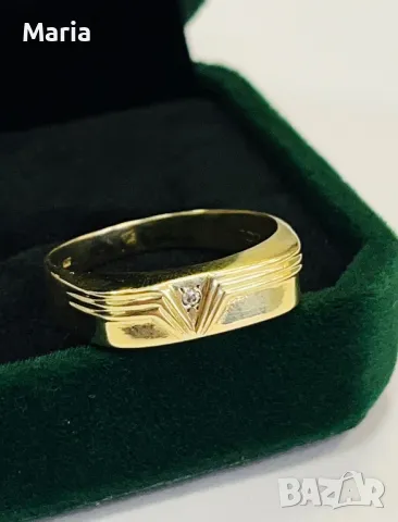 Пръстен жълто злато и брилянт Unisex, снимка 12 - Пръстени - 49970719