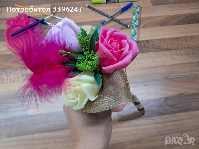 За учителя с любов, букет, рози, мъх, снимка 1