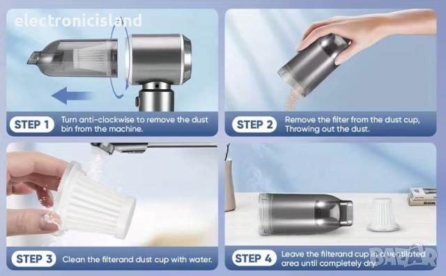 Мощна прахосмукачка QILIEASY, 100W 20000Pa с висока мощност,батерия 6000mAh, мокро и сухо почистване, снимка 11 - Прахосмукачки - 53169302