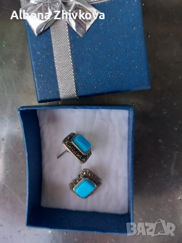 обеци сребро с матказити, снимка 3 - Обеци - 51961052