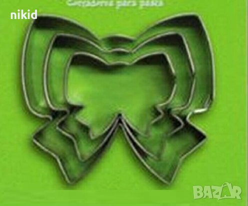 малки панделки панделка пандела 3 бр метални резци форми форма резец тесто сладки фондан зеленчуци