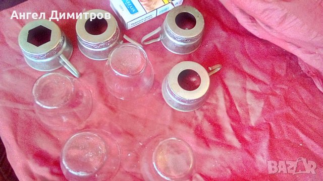 4 подстакана със стъклени чаши СССР , снимка 6 - Антикварни и старинни предмети - 38957546