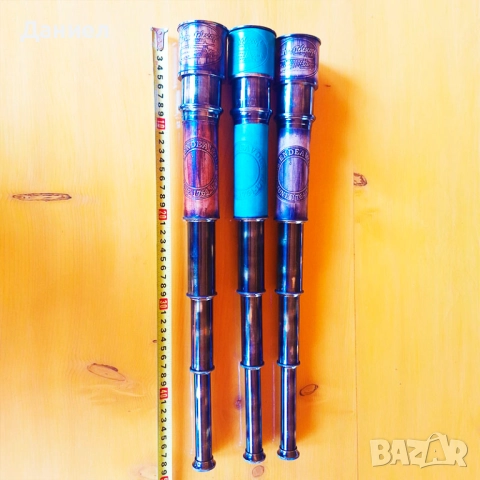 Далекоглед бронзов с античен дизайн обшит със кожа 