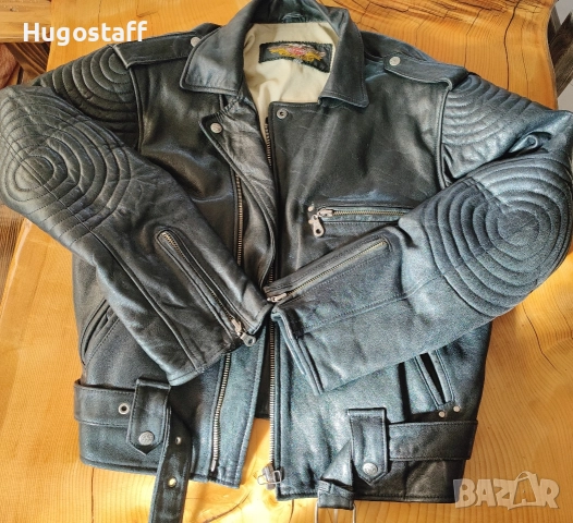 Винтидж Harley Davidson Мъжко черно кожено яке моторджиско Рокерия Л, снимка 5 - Якета - 52942960
