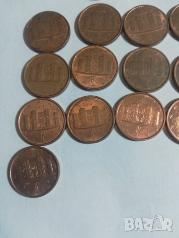 лот от 15 монети 1 евроцент Италия, снимка 2 - Нумизматика и бонистика - 44862161