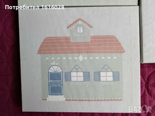 Платна на рамка за рисуване с 2 модела къщи. , снимка 2 - Картини - 43563202