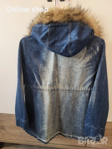 Дънково яке Fashion kids store с яка от естествен косъм, снимка 3 - Детски якета и елеци - 52455058