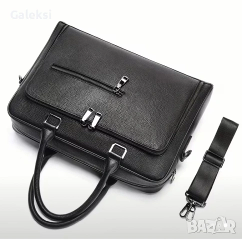 Мъжка елегантна и изискана черна бизнес чанта /Селективна естест. кожа!, снимка 2 - Чанти - 53471226
