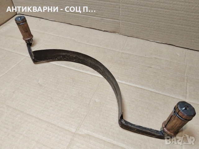 Уникален Голям Стар Кован Рукан, Голям Дърводелски Нож За Белене На Дърво / НОМЕР 701., снимка 6 - Антикварни и старинни предмети - 53486490