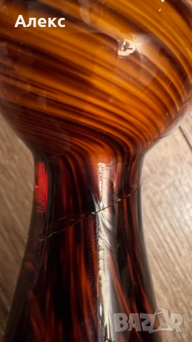 Винтидж Maestri Vetrai Murano, голям арт свещник, 730гр - Черупка на костенурка., снимка 2 - Антикварни и старинни предмети - 53395869