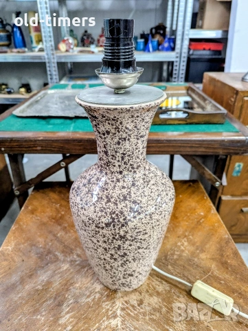 Ретро керамична настолна лампа с оригинален абажур – 70-те години, снимка 5 - Антикварни и старинни предмети - 53298046