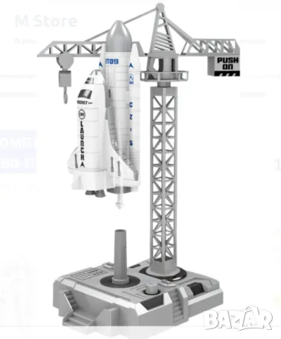 Космически комплект фигурки с кран и стартова площадка