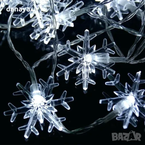 5313 Коледни лампички с конектор Снежинки, 20 Led, 290 cm, снимка 7 - Декорация за дома - 47573172