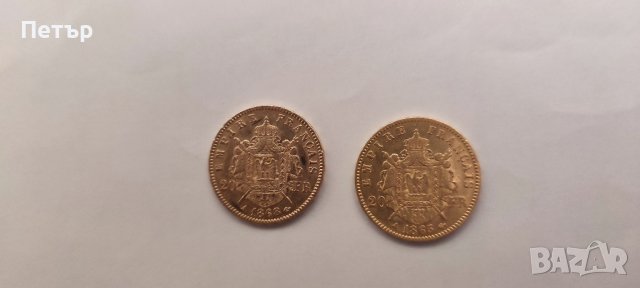 20 златни франка Наполеон с венец два броя, снимка 2 - Нумизматика и бонистика - 43689252