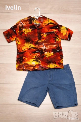 Комплект мъжка риза и къси панталони като нови