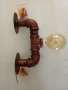 Винтидж,индустриален аплик,лампа от водопроводни тръби - месинг, снимка 5