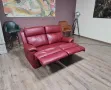 Червен кожен диван двойка с електрически релаксиращ механизъм, снимка 9