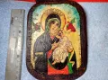 ПРЕСВЕТА БОГОРОДИЦА с МЛАДЕНЕЦА ИЗТОЧНОПРАВСЛАВНА ИКОНА на ДЪРВО ХУДОЖЕСТВЕНА РЪЧНА РАБОТА 47640, снимка 10