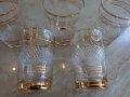 Пет стъклени тънкостенни чаши с релеф и позлата 
