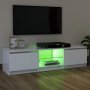 ТВ шкаф с LED осветление, бял, 120x30х35,5 см, снимка 4