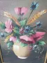 49х39см/малка картина масло върху фазер/натюрморт ваза с цветя/дървена рамка, снимка 2