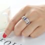 Сребърен пръстен с рубин, смарагд и сапфир, снимка 1 - Пръстени - 34818976