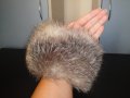 Нови луксозни кожени маншети / гети, естествена кожа с косъм от сребърна лисица, пух, лисича, лисици, снимка 7