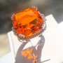 Масивен сребърен пръстен с голям оранжев цирконий, снимка 1 - Пръстени - 34984448