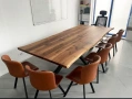 орехова трапезна маса от масив и желязо , снимка 5