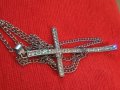 КРАСИВ ФЕШЪН АРТ СРЕБРИСТ МЕДАЛЬОН - КРЪСТ с КРИСТАЛИ и ВЕРИЖКА 27902, снимка 9