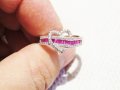 Дамски сребърен пръстен - Нежен красив сребърен пръстен със сърце цялото в камъни - дарете любов