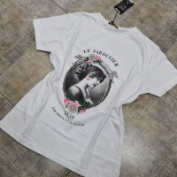 Нова бяла дамска памучна тениска с 3D цветя на намаление , снимка 1 - Тениски - 33238703