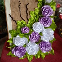 декорация със сатенени цветя , снимка 12 - Изкуствени цветя - 43821741