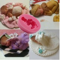 3D спящо бебе  силиконов молд форма за декорация украса фондан торта питка гипс, снимка 6 - Форми - 13689787