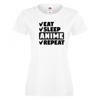 Дамска тениска Anime,Eat,Sleep,Anime,Repeat,Ядене,Спане,Подарък, снимка 2 - Тениски - 36420002