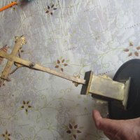 Старинен настолен бронзов кръст с разпятие , снимка 4 - Колекции - 28350039