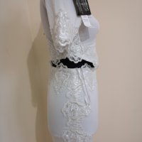 Бяла рокля с перли и дантела, снимка 5 - Рокли - 26952641
