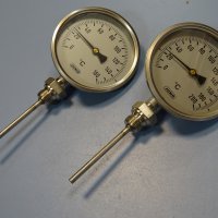 биметален термометър JUMO thermometer ф100mm, 0/+160°C, 0/+200°C, L-85mm, снимка 1 - Резервни части за машини - 35180837