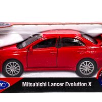 Колекционерска метална количка Mitsubishi Lancer Evolution X / WELLY, снимка 1 - Коли, камиони, мотори, писти - 43213114