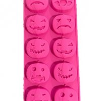 10 бр тикви тиква фенер Хелоуин Halloween силиконов молд форма шоколадови бонбони фондан и др, снимка 1 - Форми - 37099319