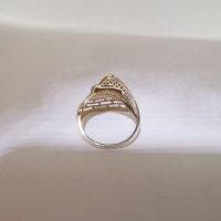 Златен пръстен бяло и жълто комбинация 3, снимка 7 - Пръстени - 33174854