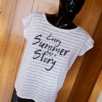 Бяла тениска с надпис Every summer has a story М, снимка 1 - Тениски - 26382681