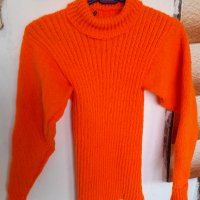 Оранжево поло-ръчно плетиво+подарък-шал, снимка 1 - Блузи с дълъг ръкав и пуловери - 39959570