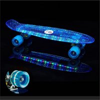Светещ ЛЕД детски скейтборд - LED, Пениборд - Penny Board, снимка 1 - Скейтборд, ховърборд, уейвборд - 38089361