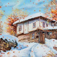 Зимни картини - Стари къщи, снимка 1 - Картини - 43777020