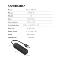 USB Хъб Orico TWU32-4A | 4x USB порта | USB 3.0 | Като Нов, снимка 14 - Други - 44912183