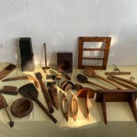 Голям лот дървени предмети (рамка, лъжици, кутия и т.н), снимка 2 - Антикварни и старинни предмети - 43924147